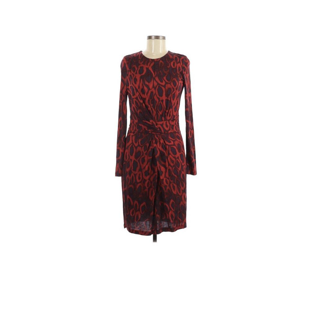 Hugo Hugo Boss Women's Medium Front Twist Long Sleeve Dress Red/Brown